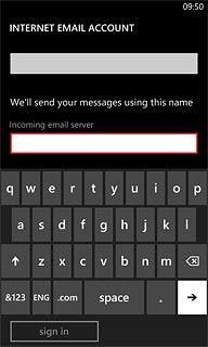Press the field below Incoming email server and key in the name of your email provider's incoming email server.