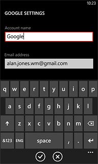 Press the field below Account name and key in a name for the email account.