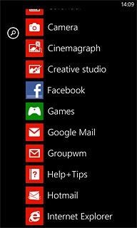 Slide your finger left on the display.Press Internet Explorer.