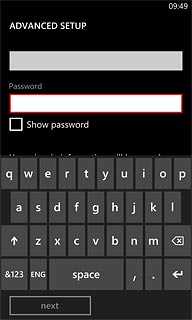 Press the field below Password and key in the password for your email account.