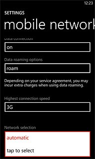 Press tap to select.Your phone searches for networks within range.