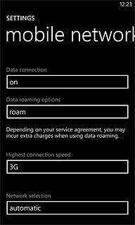 Press the field below Network selection.