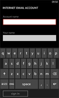 Press the field below Account name and key in a name for the email account.