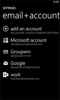 Press and hold the required email account until a pop-up menu is displayed.