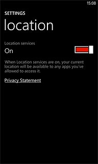 Press the indicator next to Location services.Depending on the current setting, the function is turned on or off.