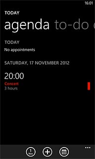 To see a list of all appointments:Slide your finger left to find agenda.