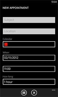 Press Subject and key in a subject for the appointment.Follow the instructions on the display to key in more information, such as location, duration and reminder.