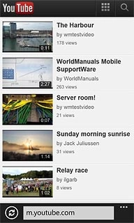 You can now use the application.Please note that YouTube isn't part of the original application package and therefore only a general description is given here.You have a number of options, such as:Search for video clipsSearch for video clips in a categoryIf you have a YouTube account and you log on, you can also:Upload video clipsShare video clipsCreate playlistsRate video clips