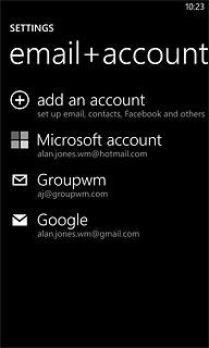 Press the email account you've just set up.