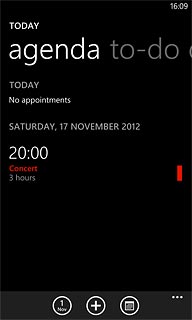 Slide your finger left on the display to find agenda.