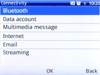 Scroll to Bluetooth and press the Navigation key.