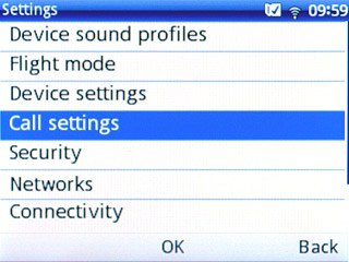 Scroll to Call settings and press the Navigation key.