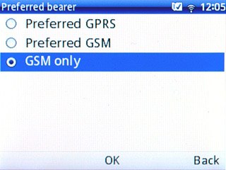 Scroll to GSM only and press the Navigation key.