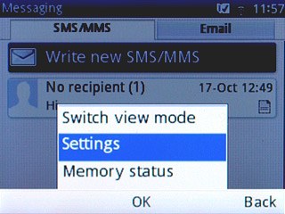 Scroll to Settings and press the Navigation key.