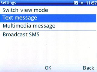 Scroll to Text message and press the Navigation key.