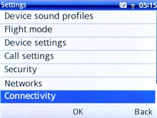 Scroll to Connectivity and press the Navigation key.