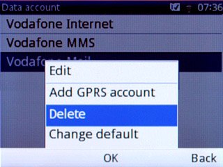 Scroll to Delete and press the Navigation key.