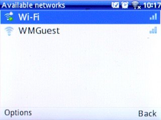 Highlight the required Wi-Fi network and press the Navigation key.Follow the instructions on the display to select security settings, if required.
