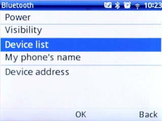 Scroll to Device list and press the Navigation key.