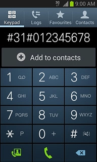 Example: #31#012345678Press the call icon.