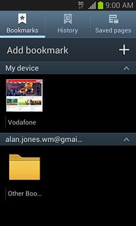 Press the required bookmark.