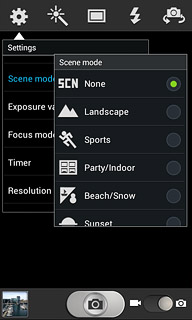 Press the required setting.