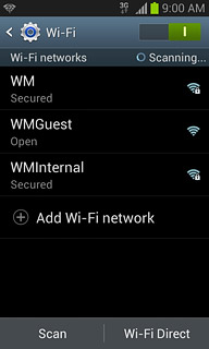 A list of Wi-Fi networks within range is displayed.Press the required network.