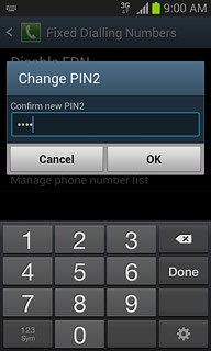 Key in the new PIN2 again and press OK.