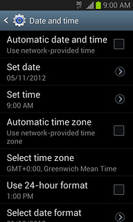 Press Automatic time zone to turn the function on or off.