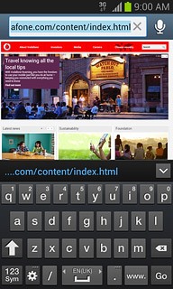 Key in the address of the required web page and press Go.