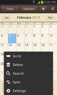 Press Settings.Follow the instructions on the display to select the required settings for the calendar.