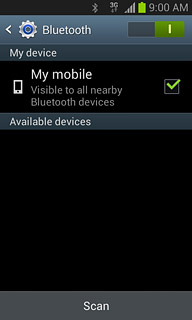Press Scan.Your phone now searches for devices and after a moment, a list of Bluetooth devices within range is displayed.