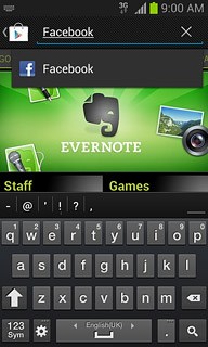 Key in Facebook and press the search icon.