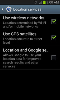 Press Location and Google search to turn the function on or off.