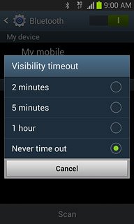 Press the required interval or Never time out.