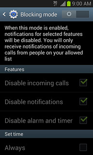 Press the indicator next to Blocking mode to turn on the function.