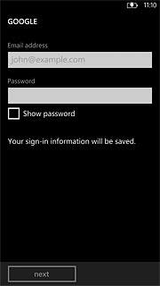 Press the field below Password and key in the password for your email account.