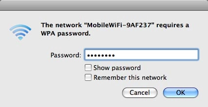 Key in the password for your Wi-Fi hotspot and click OK.A connection to your Wi-Fi hotspot is established.