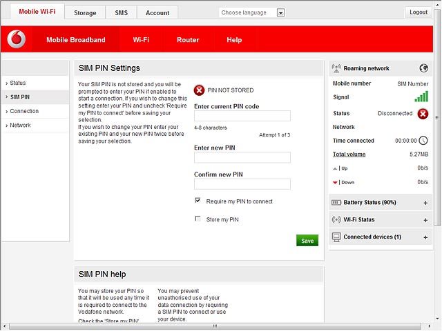 Highlight the field below Enter current PIN code and key in your PIN.