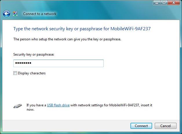 Key in the password for your Wi-Fi hotspot and click Connect.