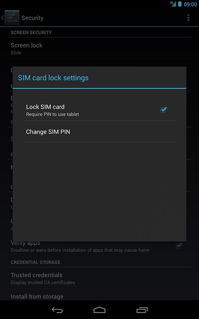 When the box next to the menu item is ticked (V), use of PIN is turned on.