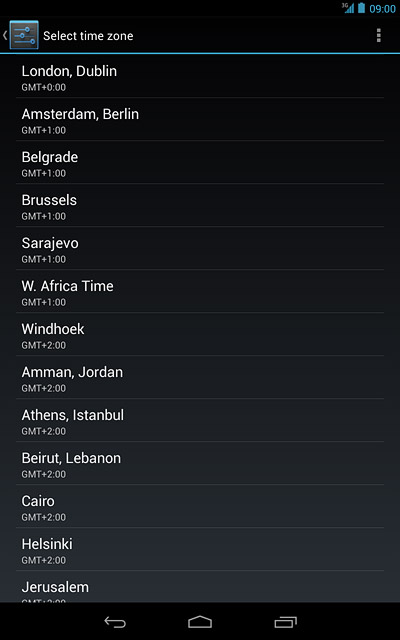 Press the required time zone.