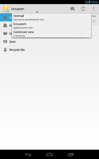 Press the required email account.