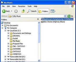 Highlight the required audio file and move or copy it to your device.