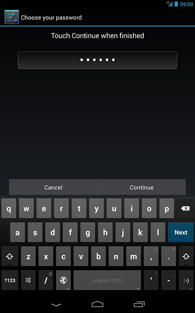 Key in the required lock code and press Continue.