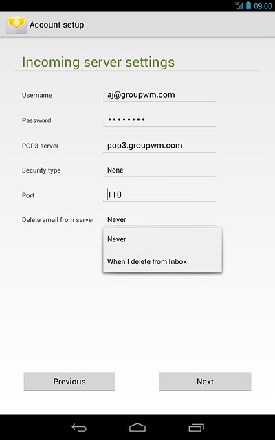 Press Never or When I delete from Inbox.