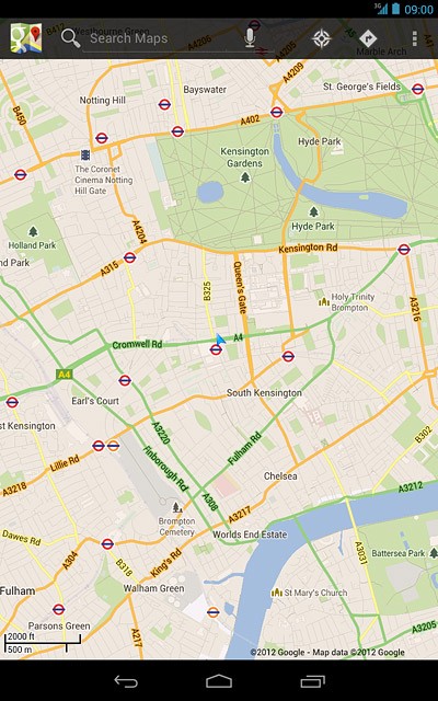 Press Search Maps.Key in the required destination.Results matching what you key in are displayed.
