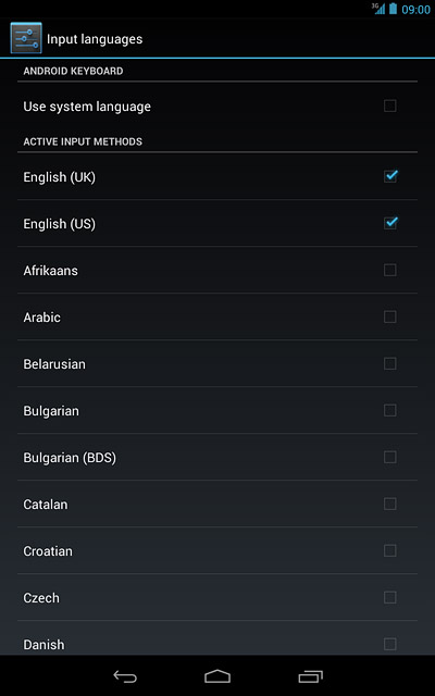 When the box next to the language is ticked (V), it's selected.