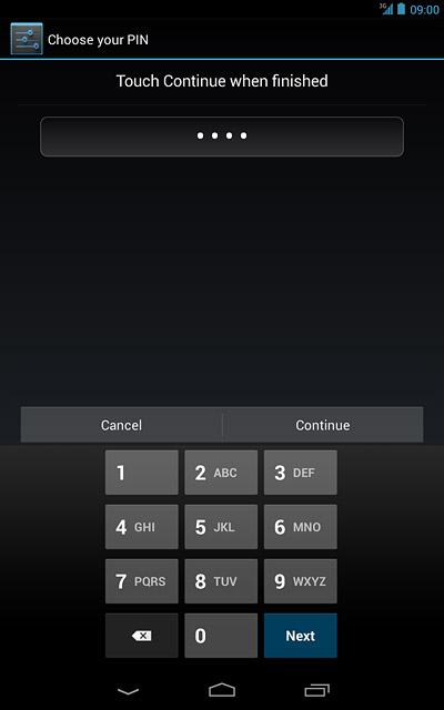 Key in the required lock code and press Continue.