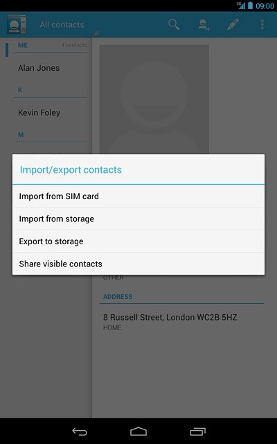 Press Import from SIM card.